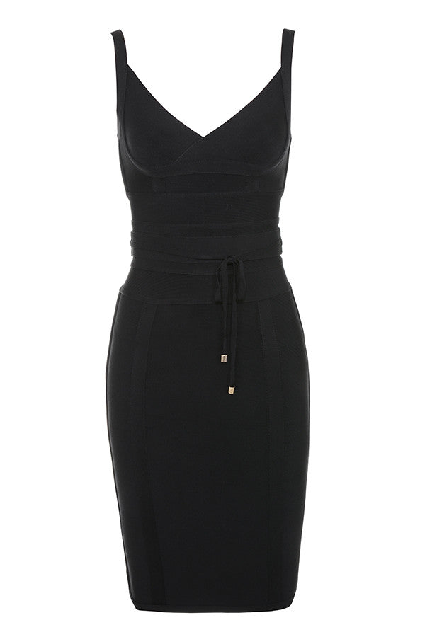 MEAGA TIE WAIST BANDAGE DRESS-WHITE #aclosy