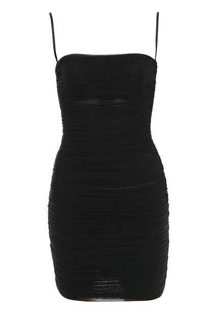 RUCHED BODYCON MINI CORSET COCKTAIL PARTY DRESS-BLACK Aclosy