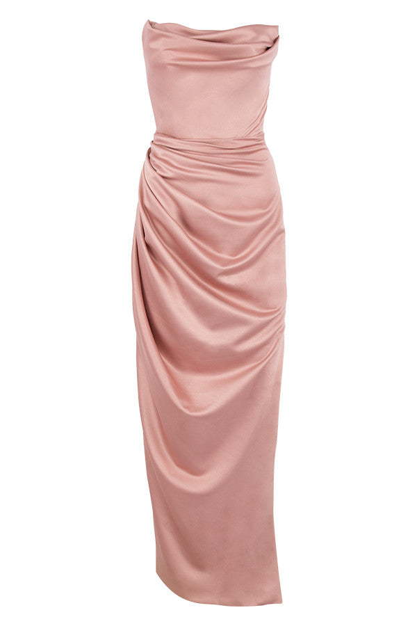 AERIKA SATIN STRAPLESS GOWN aclosy
