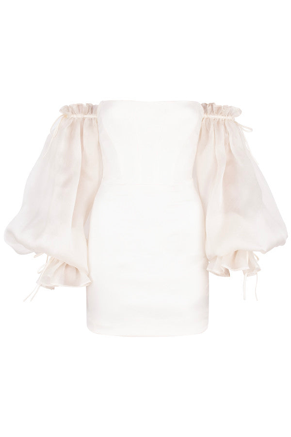 OFF-SHOULDER SATIN CORSET DRESS New In