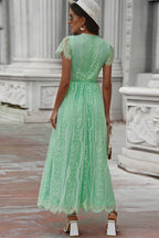 Scalloped Trim Lace Plunge Dress Trendsi