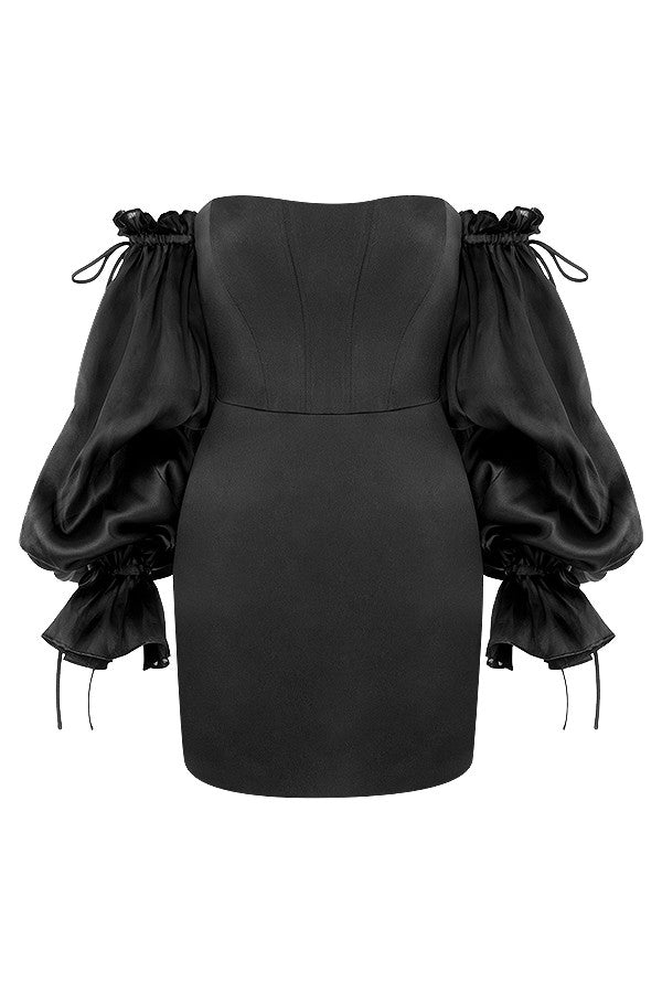 OFF-SHOULDER SATIN CORSET DRESS New In