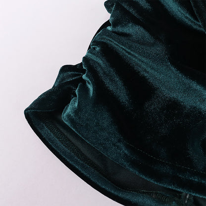 Velvet Pleated Sling Bag Hip Skirt Aclosy