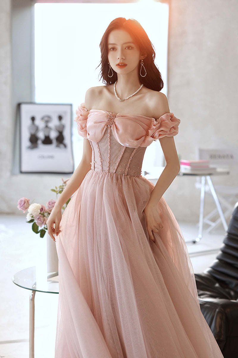 One Shoulder Evening Dress Pink Noble Dress aclosy