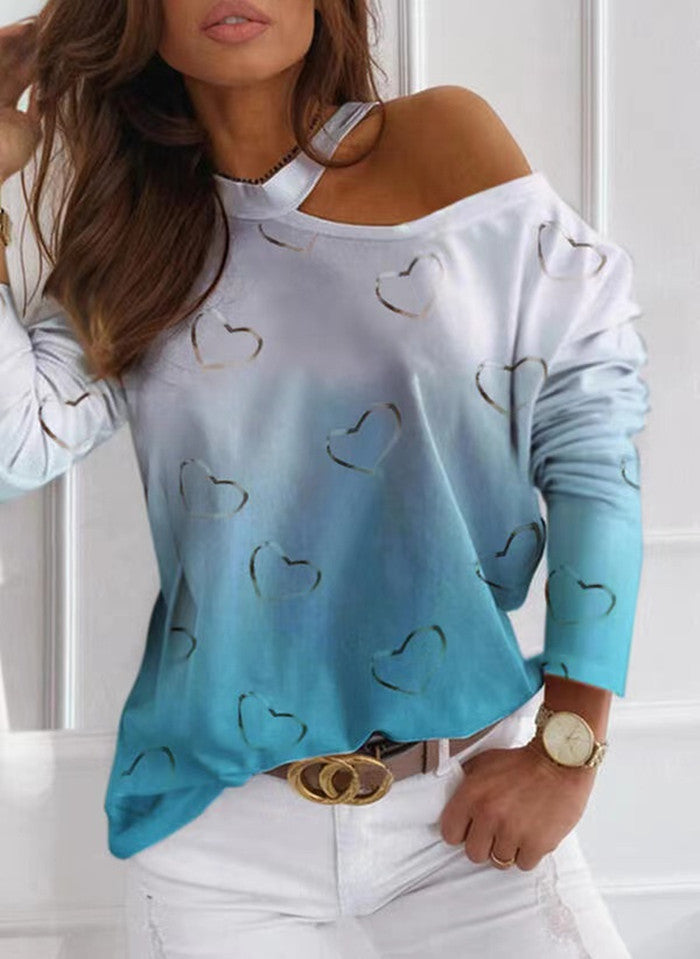 Off-The-Shoulder Sexy Tie-Dye Long-Sleeved Top New In