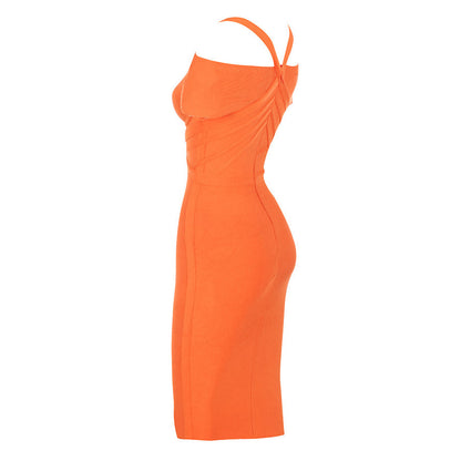 Orange Wedding Bandage Dress aclosy