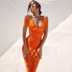 Orange Wedding Bandage Dress aclosy