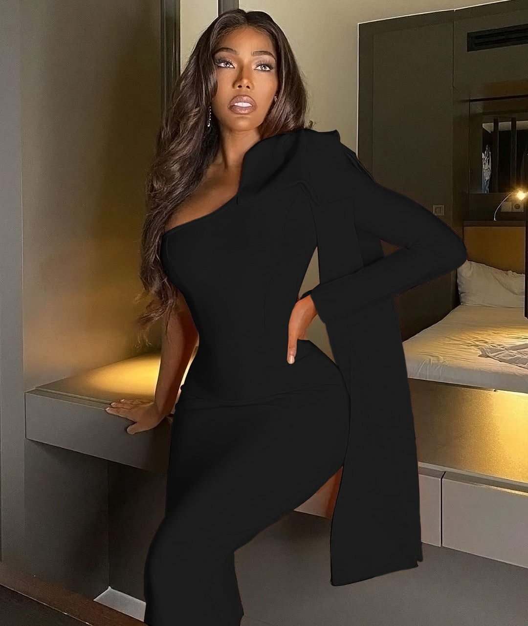Ayla Black One-Shoulder Bandage Dress aclosy