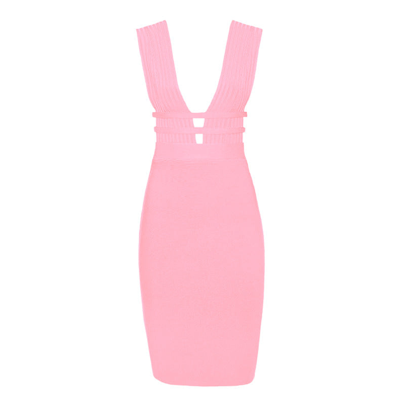 Careiga V Neck Bandage Party Dress Aclosy