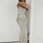 AERIKA SATIN STRAPLESS GOWN-GREEN aclosy