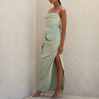 AERIKA SATIN STRAPLESS GOWN-GREEN aclosy