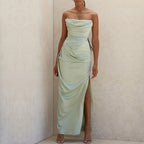 AERIKA SATIN STRAPLESS GOWN-GREEN aclosy