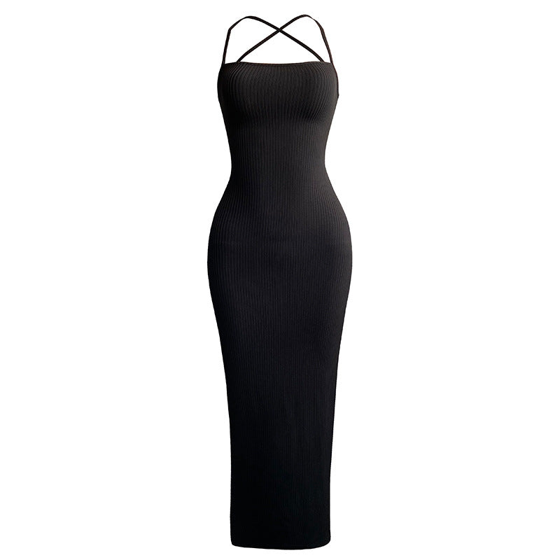 Halter Back Strap Elegant women's Dress-Black New In