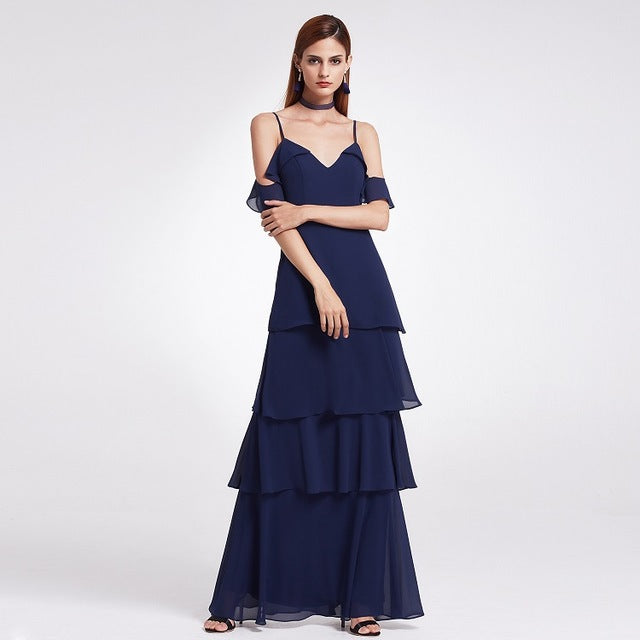 Chiffon Bridesmaid Dress Wedding Long Dress aclosy