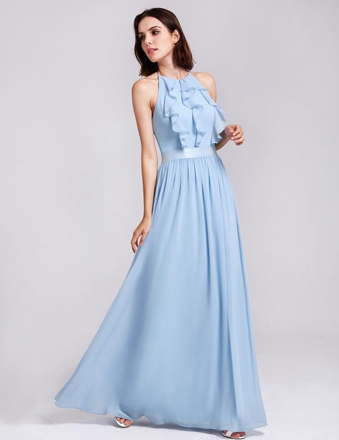 Chiffon Bridesmaid Dress Wedding Long Dress aclosy