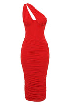 Lemily Cutout One-Shoulder Midi Bandage Dress-Red Trendsi