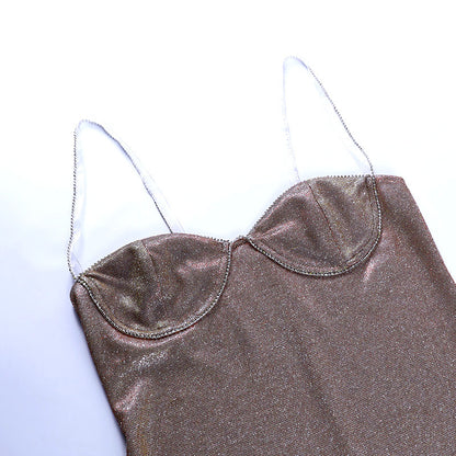 Glitter Bag Hip One-step Skirt aclosy