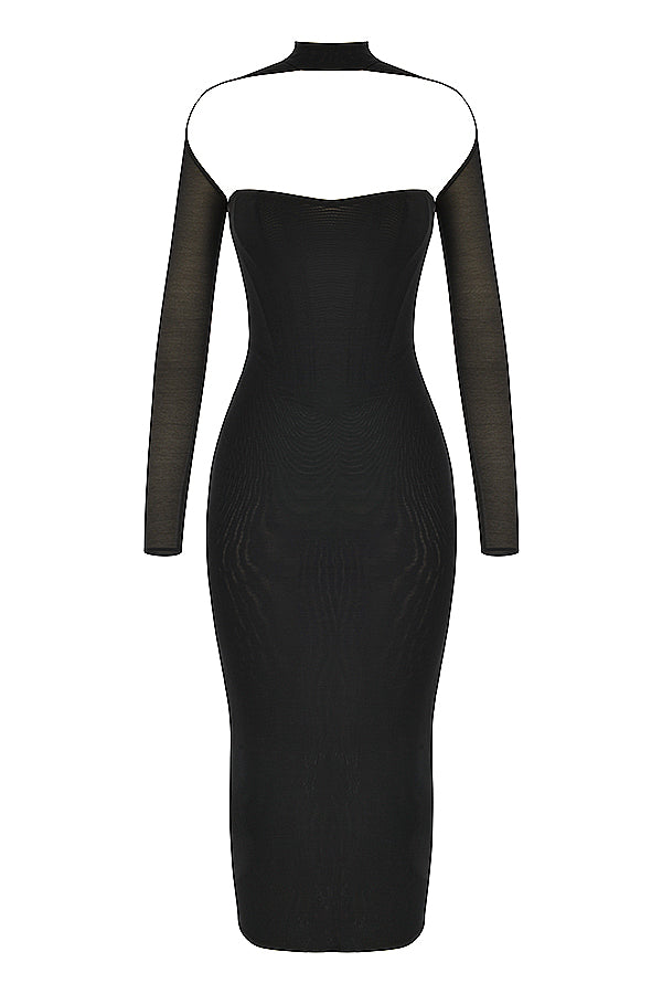 Alyia Mesh Corset Midi Bandage Dress ACLOSY