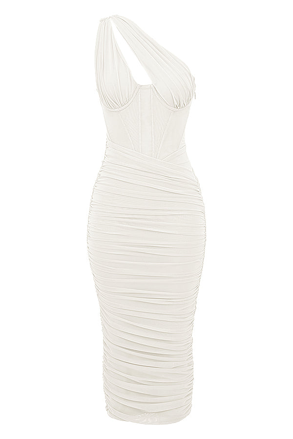 Cutout One-Shoulder Midi Bandage Dress Trendsi