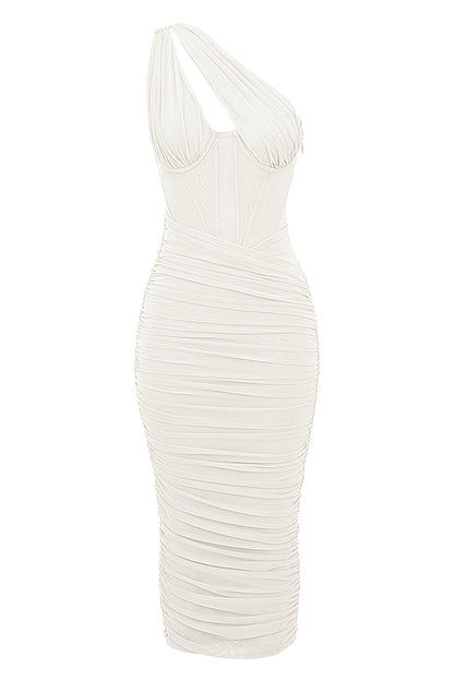 Cutout One-Shoulder Midi Bandage Dress Trendsi