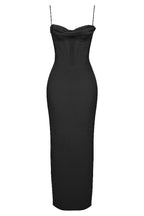 Ivory Corset Maxi Dress-Black aclosy