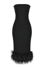 FUR BLACK STRAPLESS CORSET DRESS aclosy