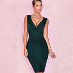 V Neck Party Bandage Dress aclosy