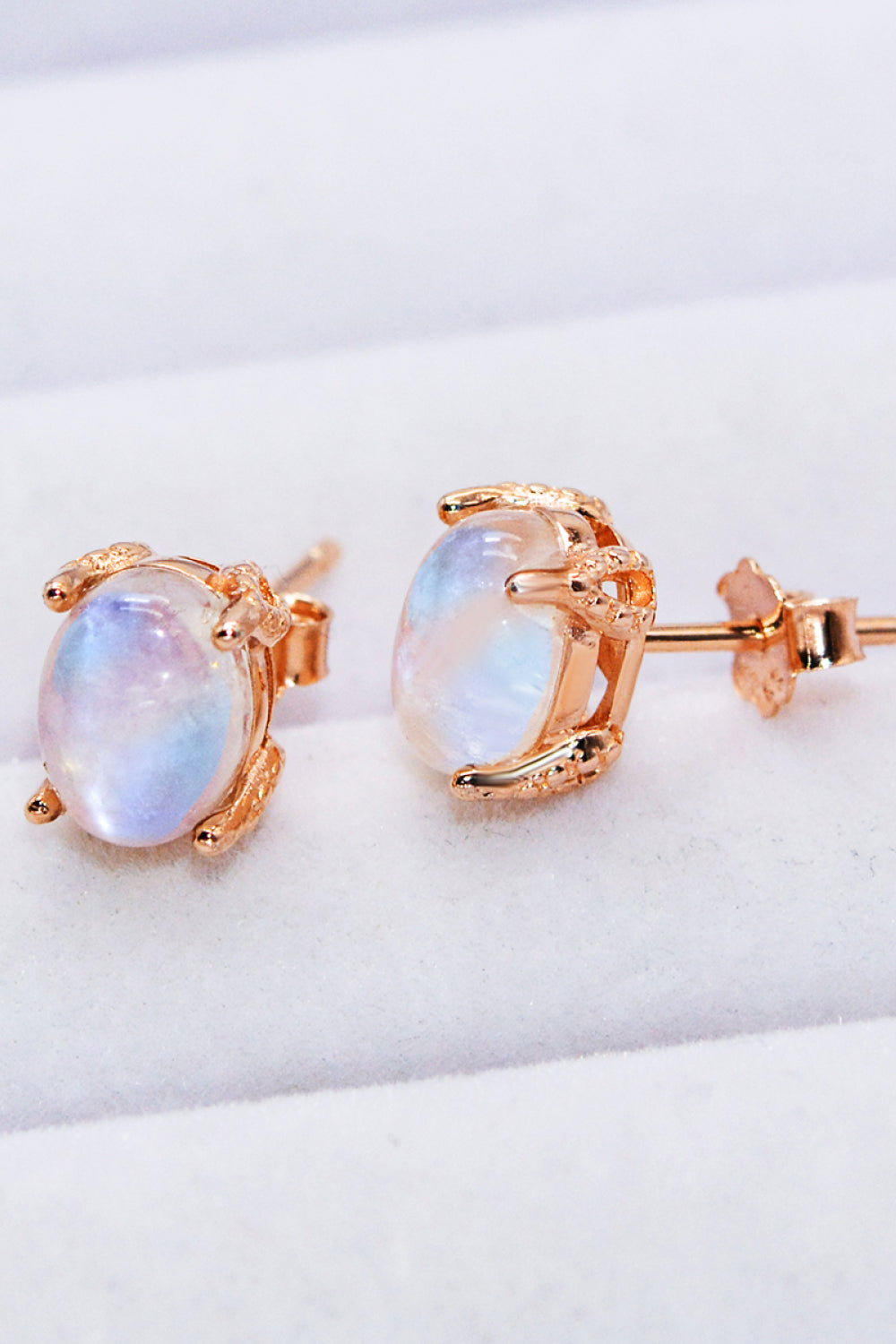 Natural Moonstone 4-Prong Stud Earrings Trendsi