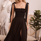 Bow Tie & long backless Midi Dress Aclosy