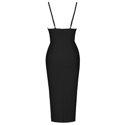 V-neck Sexy Dress With Waist Slit aclosy