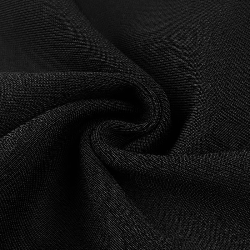 Round Neck Bandage Belt Dress-Black aclosy
