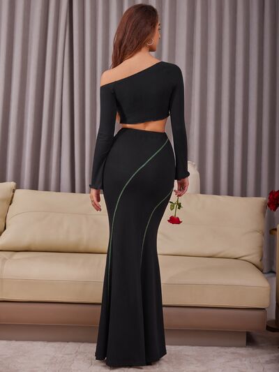 High Waist Contrast Maxi Skirt Trendsi