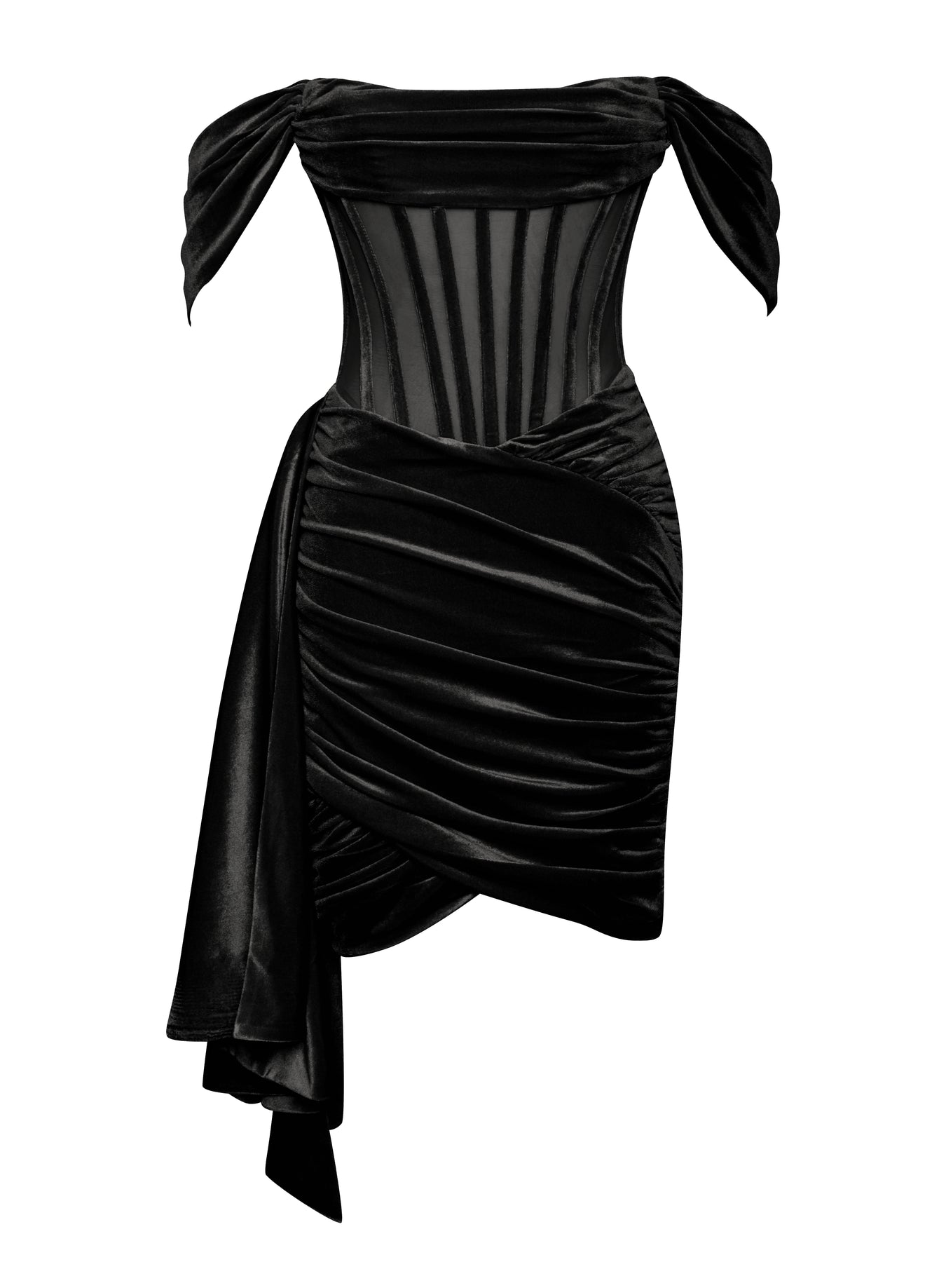 Alyia Off shoulder corset Dress-Velvet aclosy
