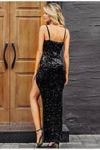 Spring Atmospheric Thin Strap Sequined One Piece Dress aclosy