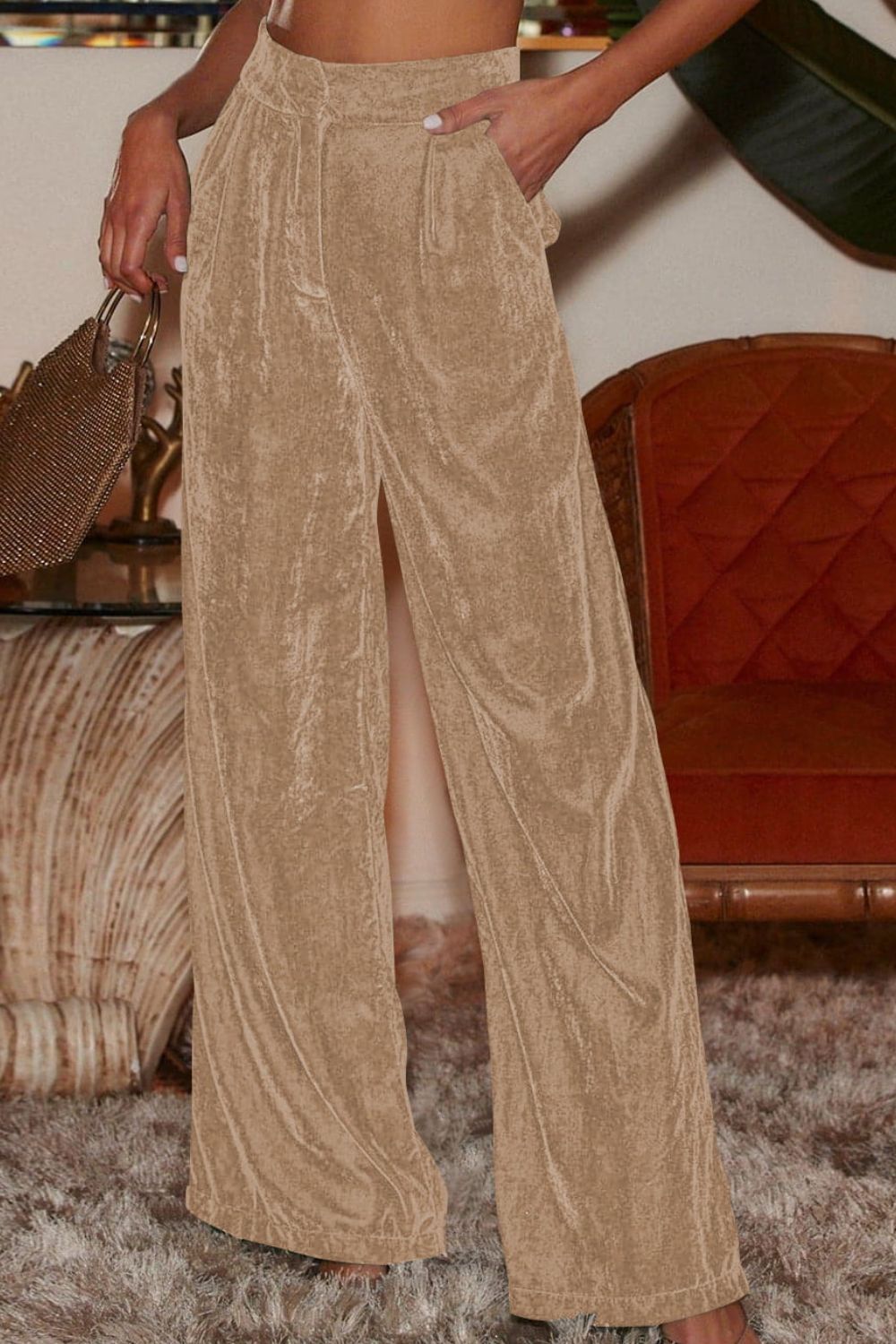 Double Take Loose Fit High Waist Long Pants with Pockets Trendsi