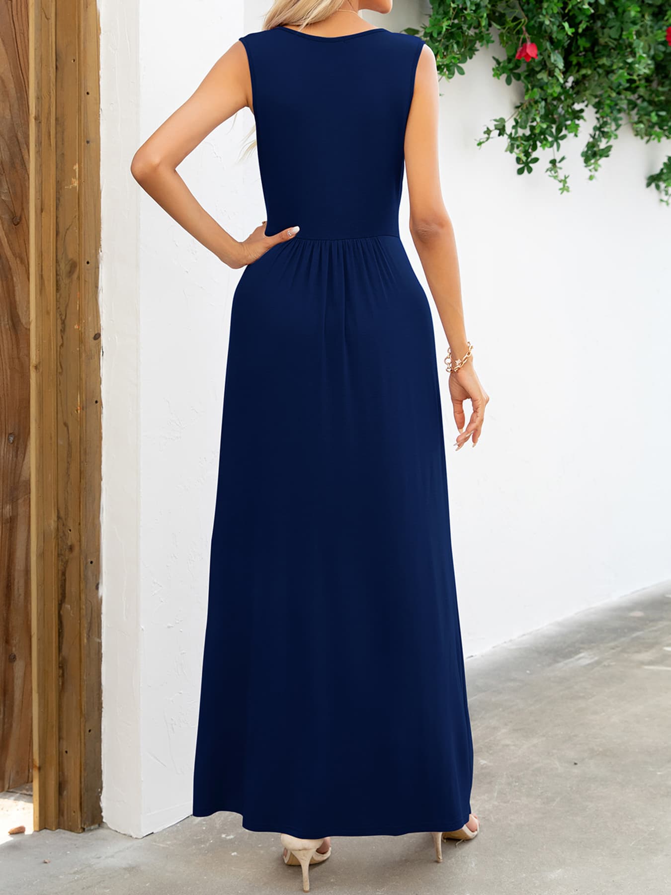 Surplice Neck Sleeveless Maxi Dress Trendsi