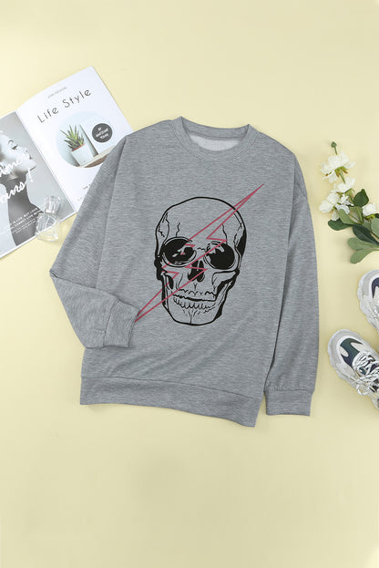 Halloween Skull and Lightning Graphic Tee Trendsi