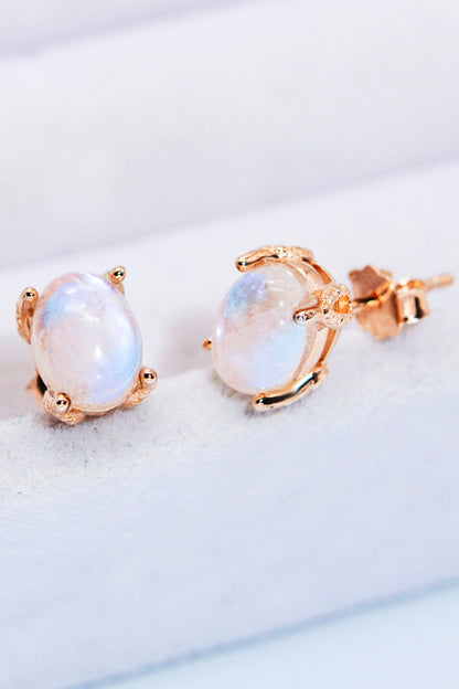 Natural Moonstone 4-Prong Stud Earrings Trendsi