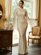Elegant Sequin wedding Dress=Alyia aclosy
