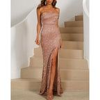 Tuxedo Strapless Suspender Party Evening Dress aclosy