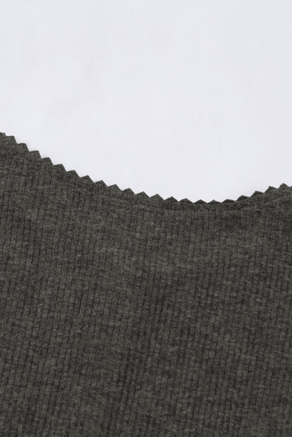 Crochet Lace Hem Sleeve Button Top Trendsi
