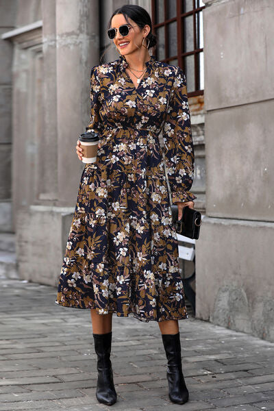 Floral Flounce Sleeve Tiered Dress Trendsi