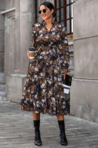 Floral Flounce Sleeve Tiered Dress Trendsi