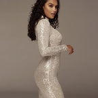 Long-sleeved sequin dress-Bride aclosy