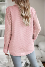 Collared Neck Long Sleeve Pocketed Shirt Trendsi