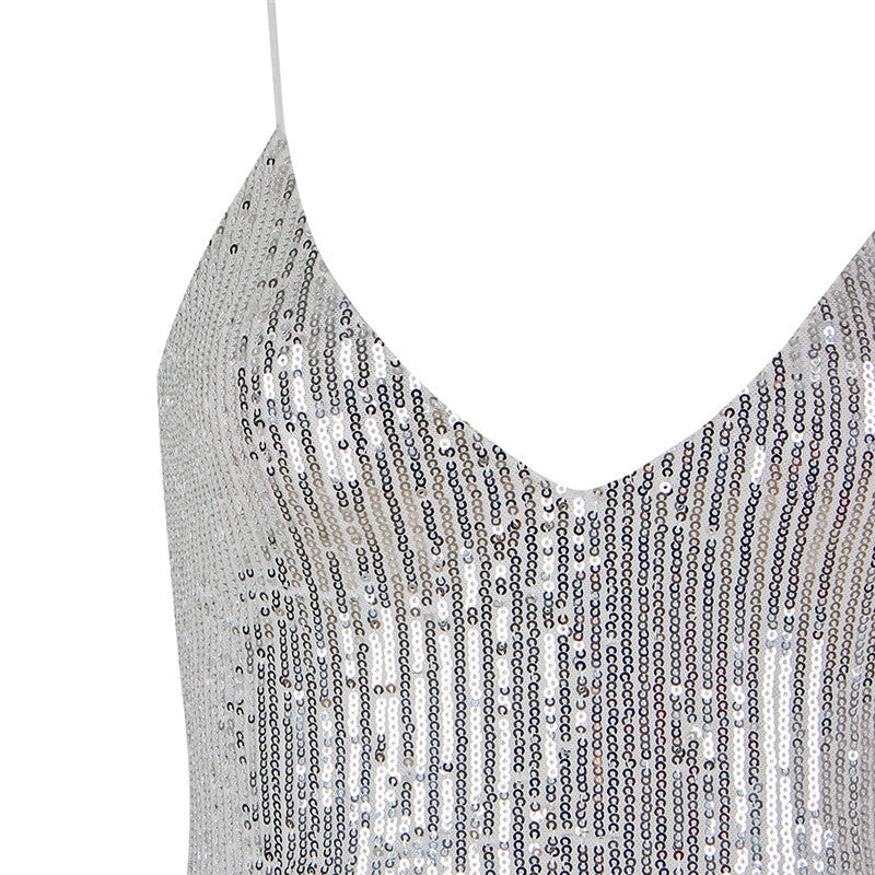 Sequin dress with suspenders Aclosy