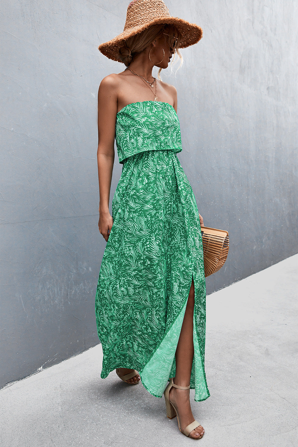 Strapless Split Maxi Dress Trendsi