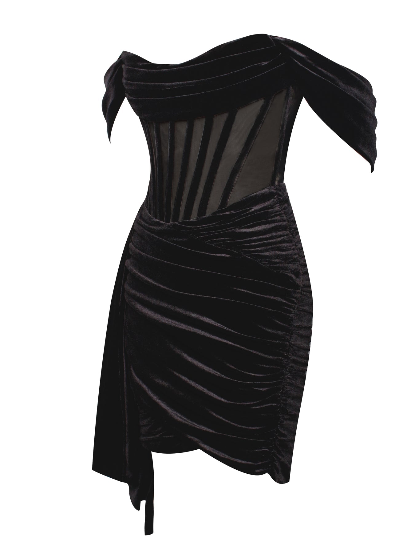 Off shoulder corset Dress-Velvet aclosy
