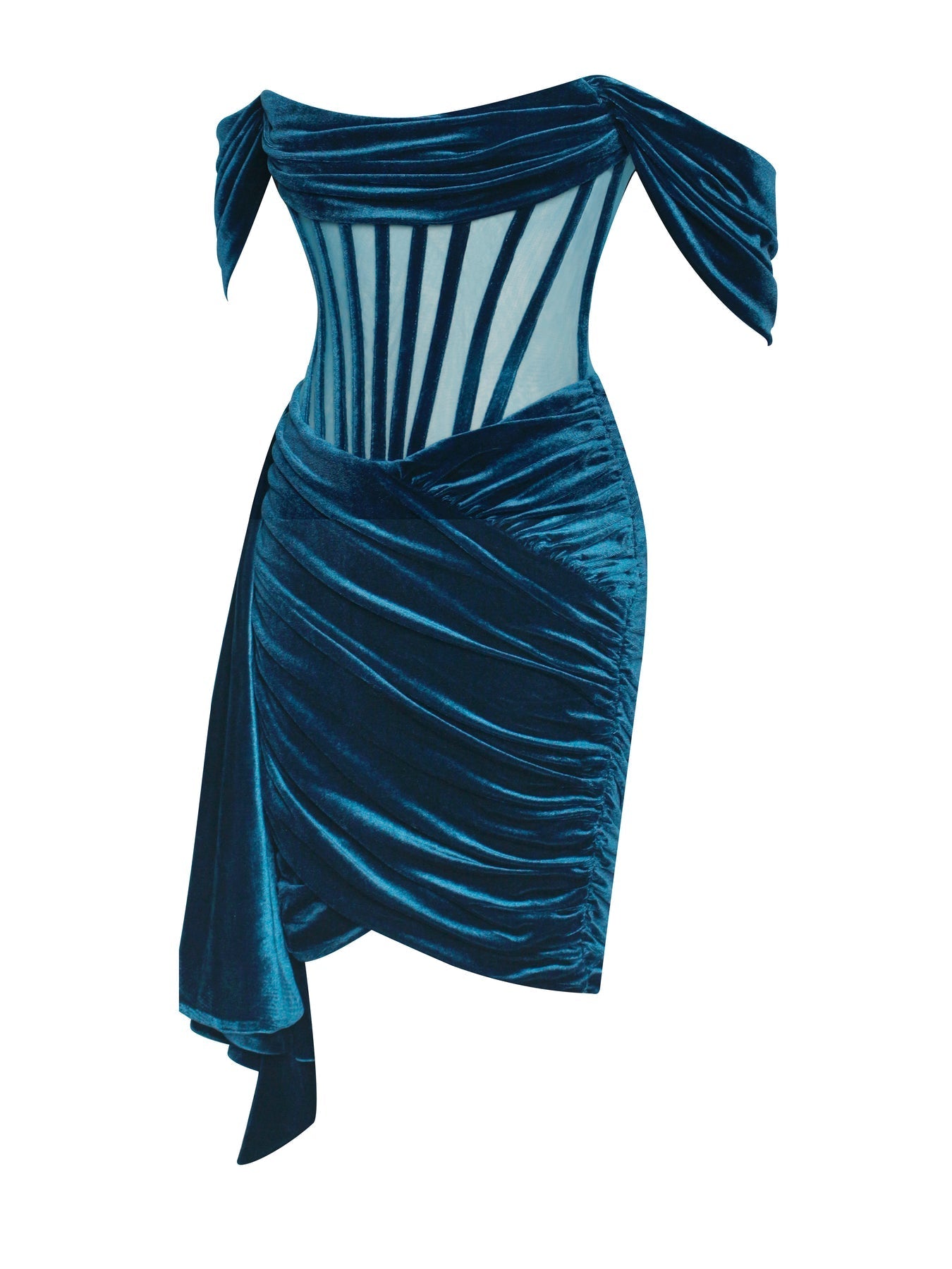 Alyia Off shoulder corset Dress-Velvet aclosy