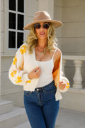 Floral Open Front Fuzzy Cardigan Trendsi